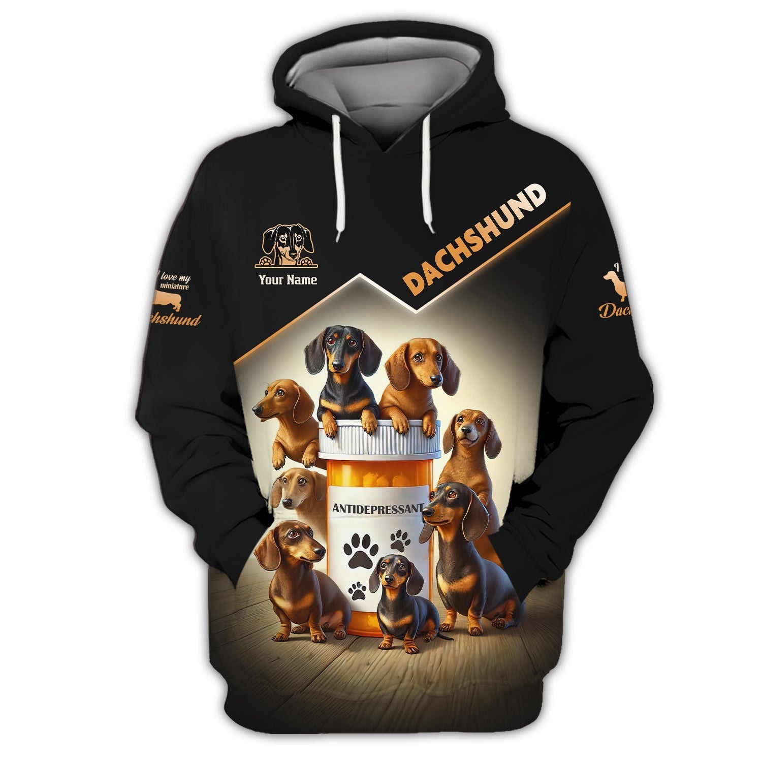 Blisscorners Dachshund Custom Name Shirt Antidepressant 3D T-Shirts Gift For Dog Lovers