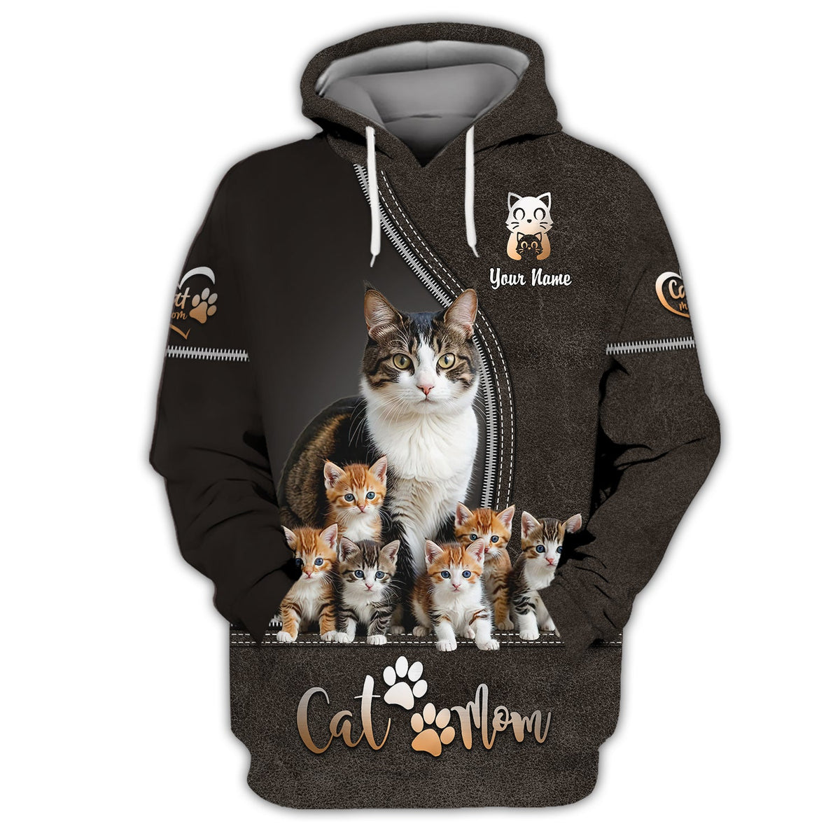Blisscorners Adorable Cat and Kittens Custom Name Cat Mom 3D Shirt Gift For Cat Lovers