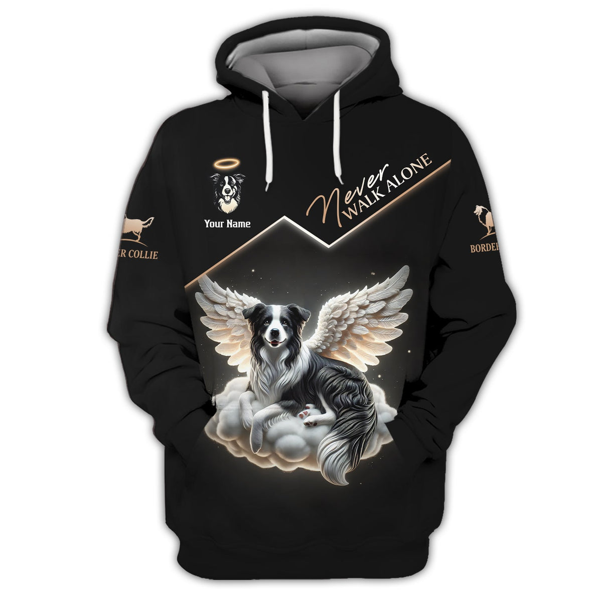 Blisscorners Custom Border Collie Angel T-Shirt Never Walk Alone Gift For Dog Lovers