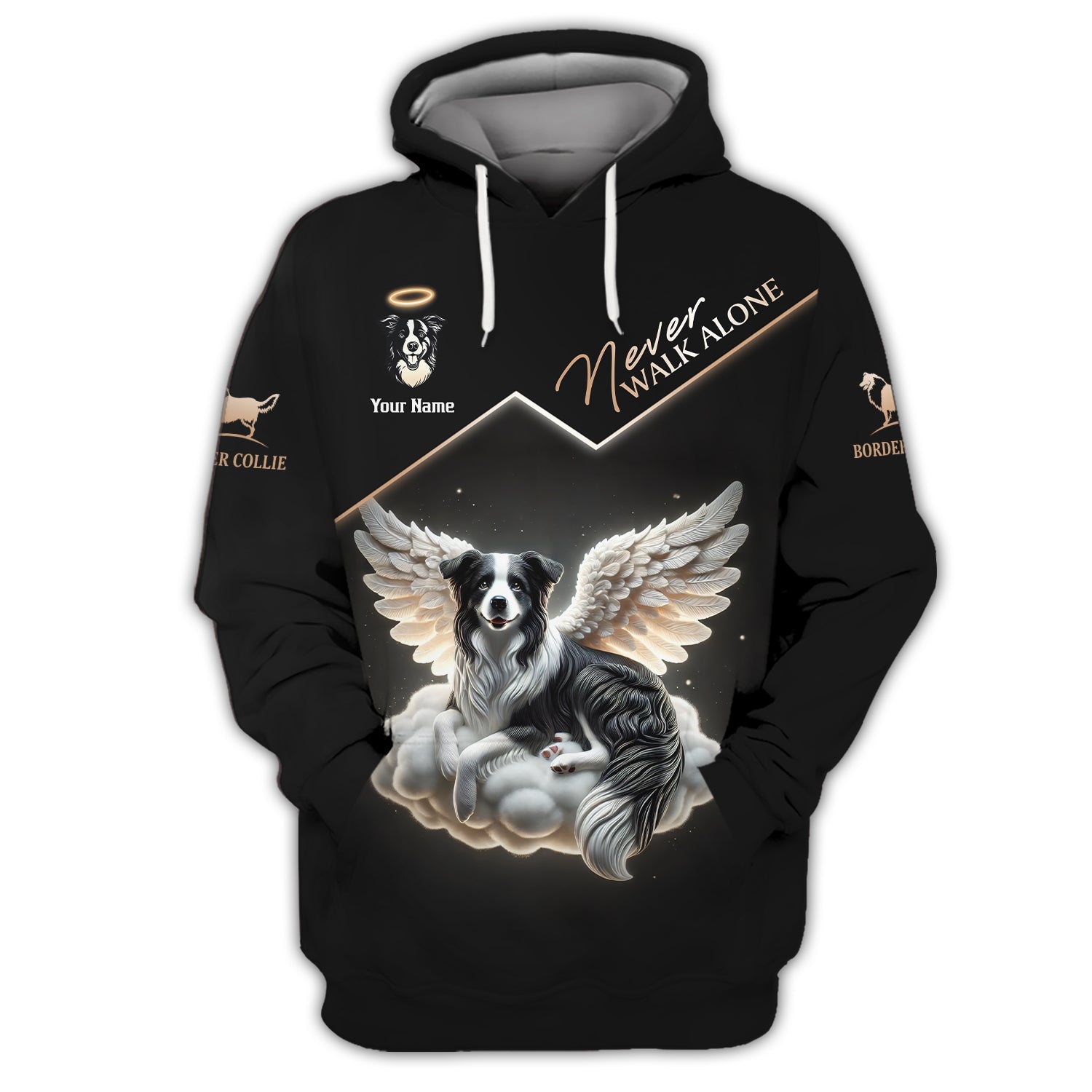 Blisscorners Custom Border Collie Angel T-Shirt Never Walk Alone Gift For Dog Lovers