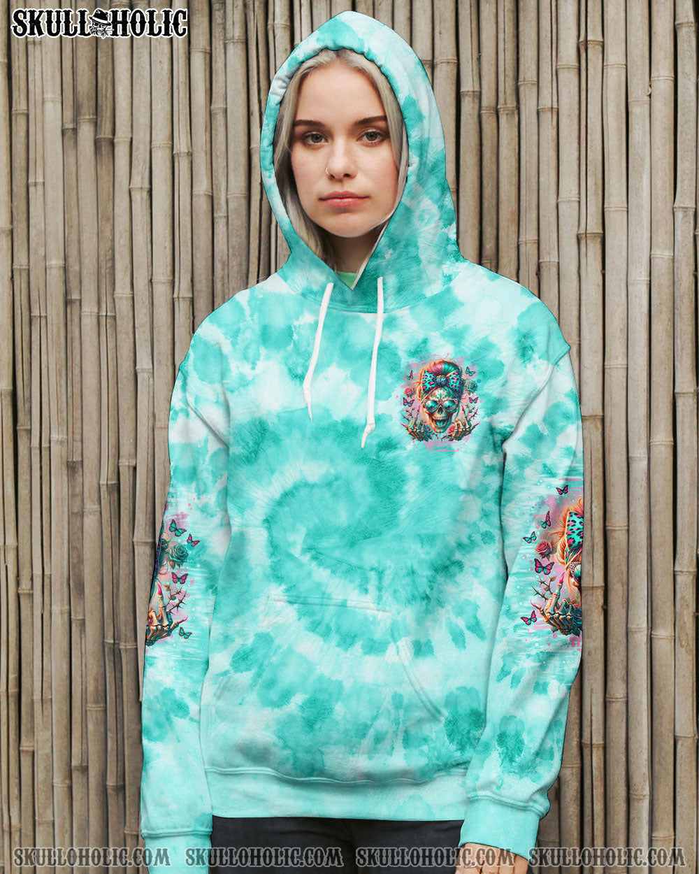 BLISSCORNERS THE GOOD GIRL IN ME MESSY BUN SKULL ALL OVER PRINT