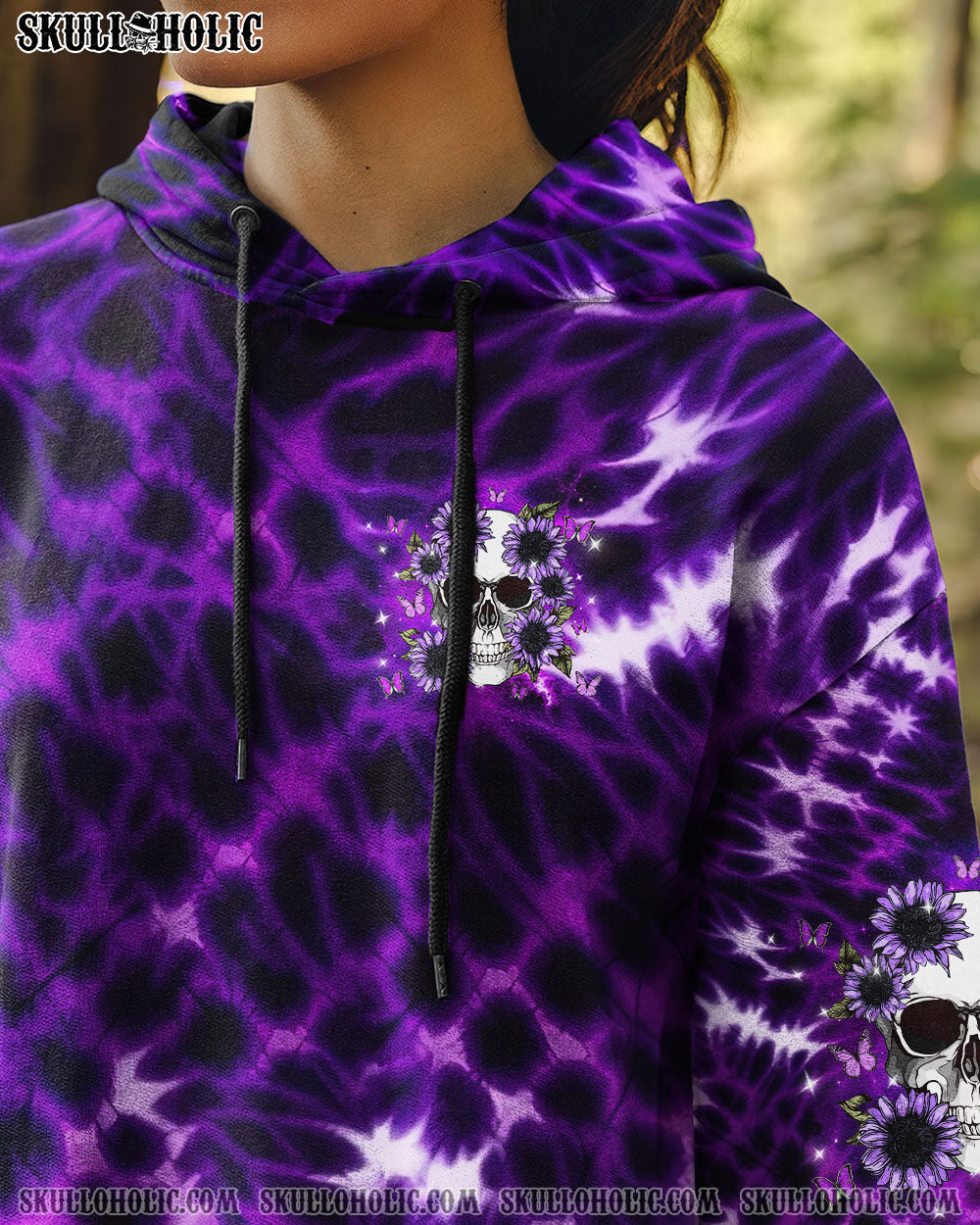 BLISSCORNERS DON'T TRY TO FIGURE ME OUT SKULL FLOWER TIE  DYE ALL OVER PRINT