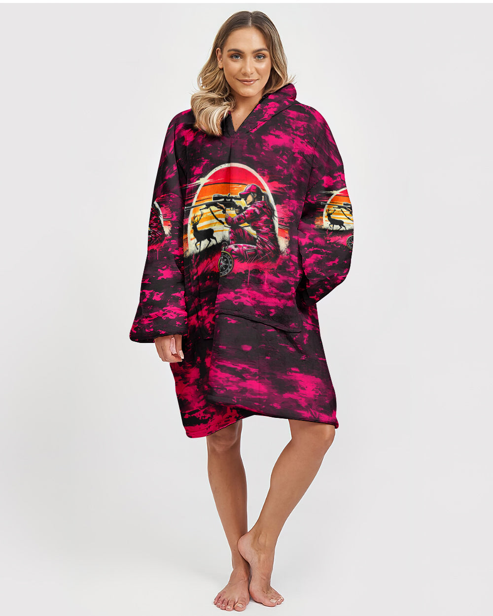 BLISSCORNERS PRETTY IN PINK HUNTING CAMO SHERPA BLANKET HOODIE