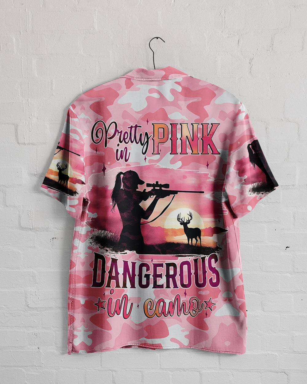 BLISSCORNERS PRETTY IN PINK HUNTING HAWAIIAN SHIRT