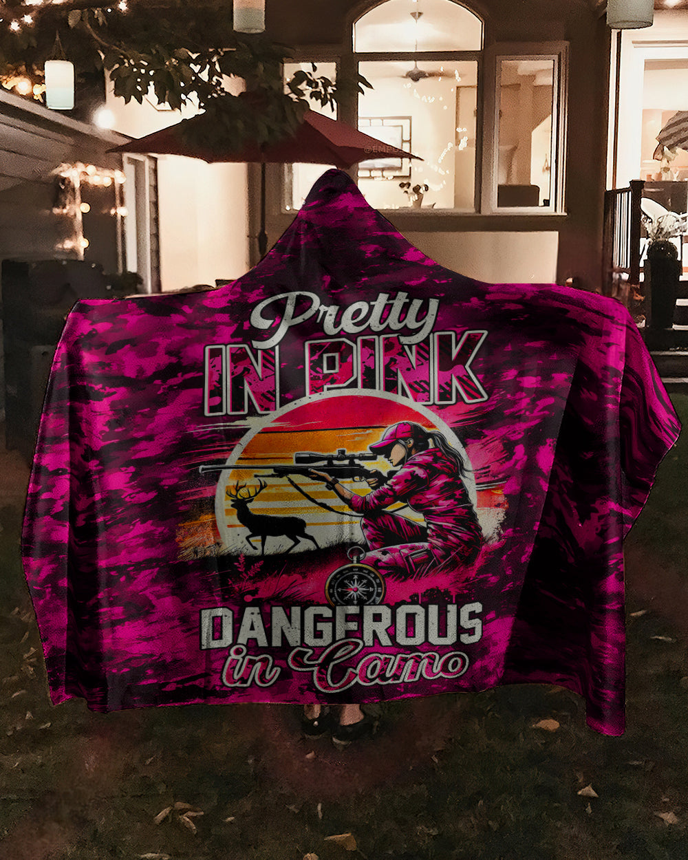 BLISSCORNERS PRETTY IN PINK HUNTING CAMO SHERPA BLANKET HOODIE