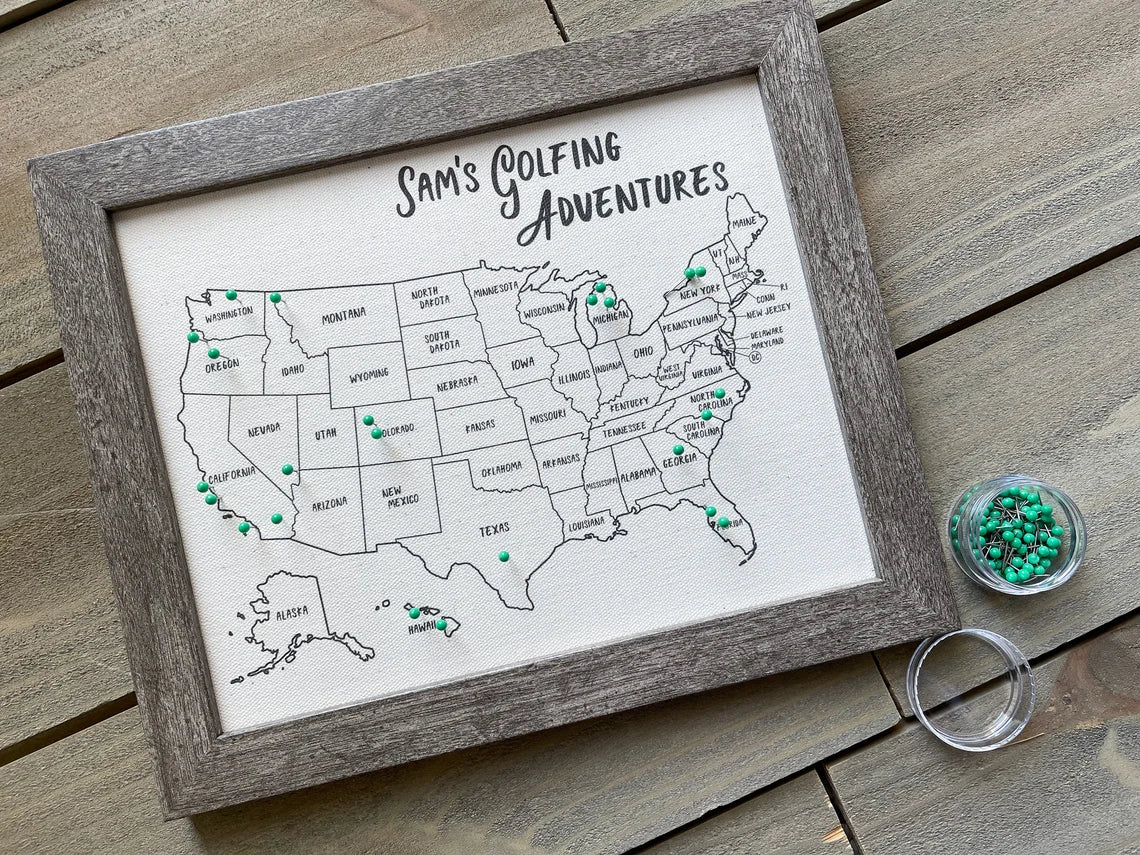 Blisscorners Personalize Golf Course Map Canvas, Golf Wall Art, Gift For Golfers, Golf Gift For Dad LM2611