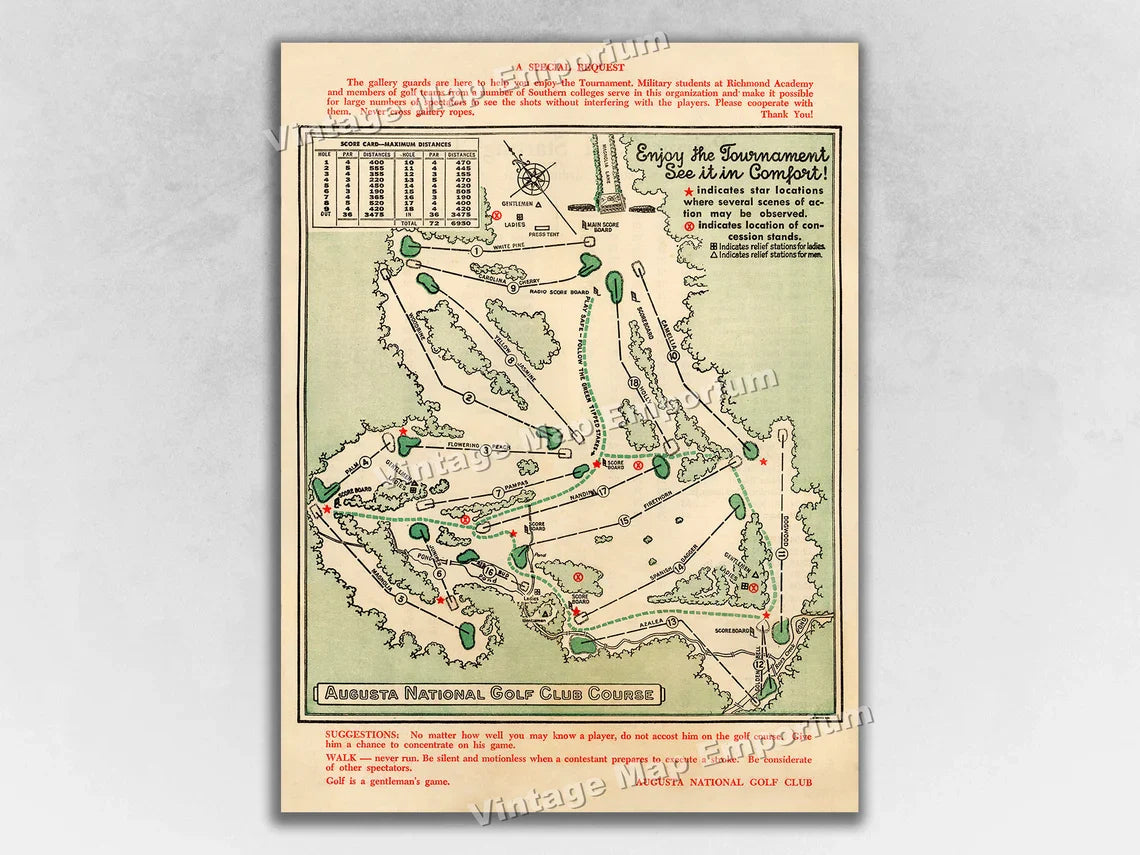 Blisscorners Augusta Golf Club Canvas, Vintage Wall Decor, Gifts For Golf Lovers, Golf Decor LM2611