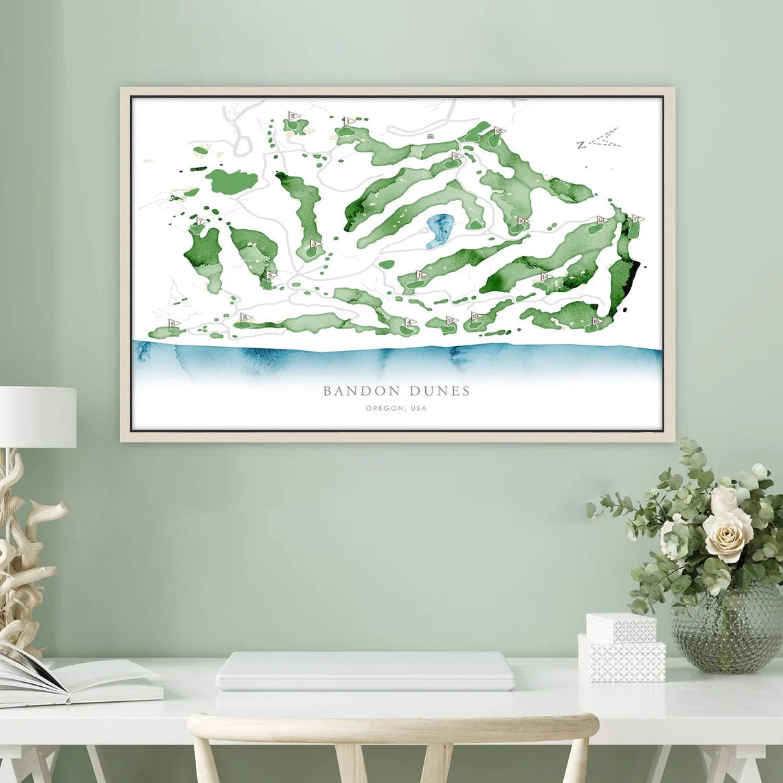 Blisscorners Pesonalized Golf Course Map Canvas, Golf Wall Art, Gift For Golfers LM2611