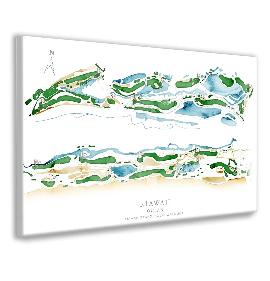 Blisscorners Kiawah Ocean Golf Course Map Canvas, Golf Wall Art, Gift For Golfers LM2611