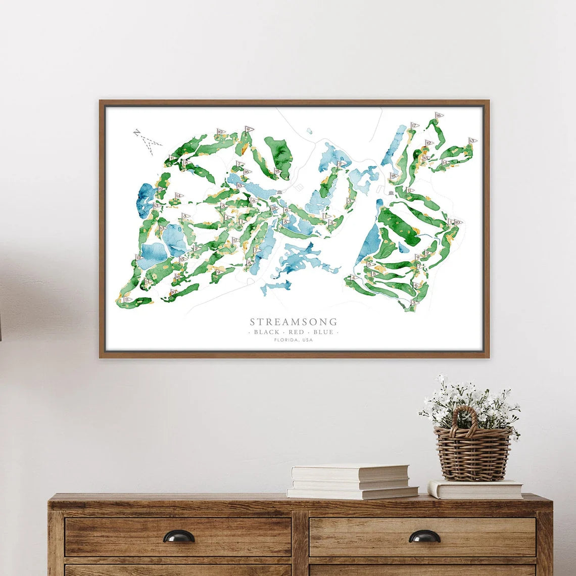 Blisscorners Pesonalized Golf Course Map Canvas, Golf Wall Art, Gift For Golfers LM2611