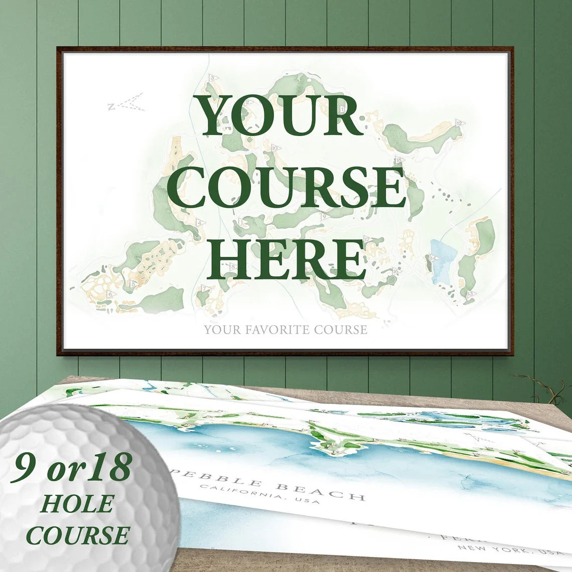 Blisscorners Pesonalized Golf Course Map Canvas, Golf Wall Art, Gift For Golfers LM2611