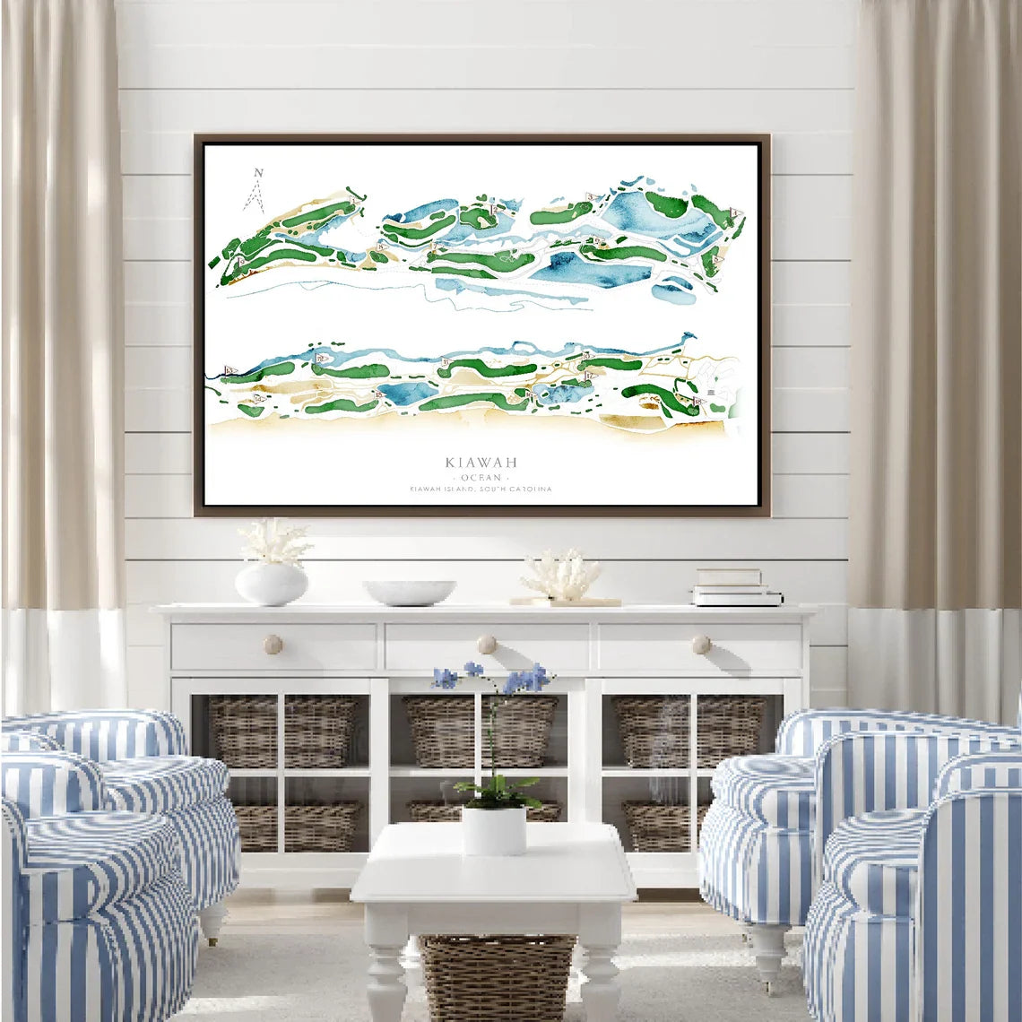 Blisscorners Kiawah Ocean Golf Course Map Canvas, Golf Wall Art, Gift For Golfers LM2611