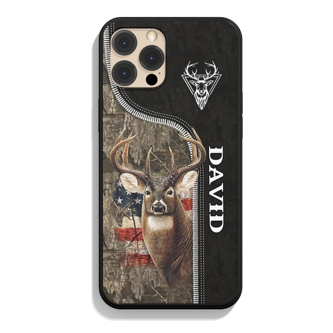 Blisscorners Zipper Deer Hunting Camo Pattern Personalized Name Phone Case LM1012
