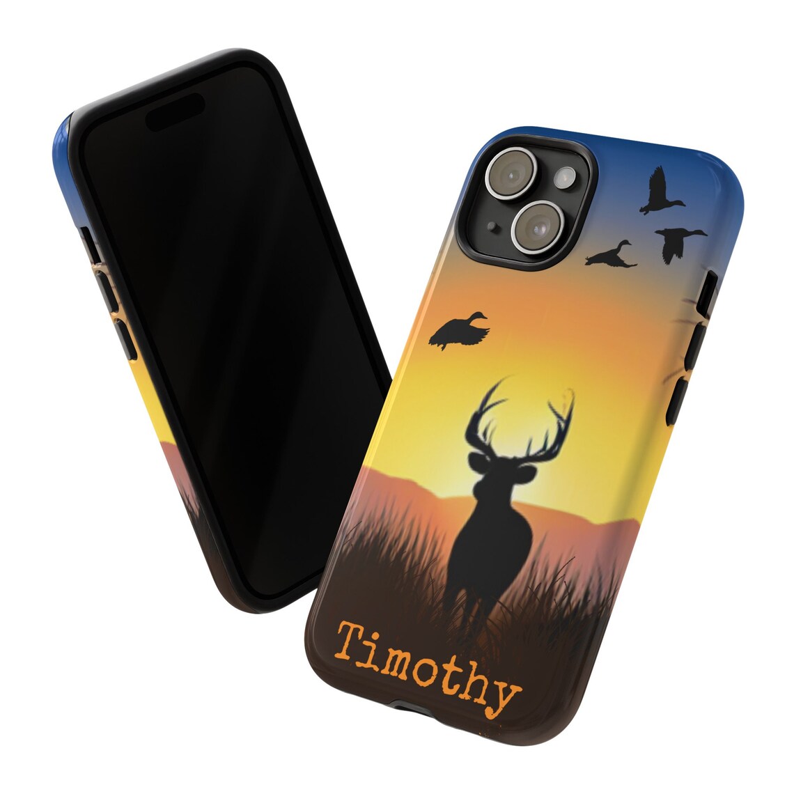 Blisscorners Hunting Personalized Deer Hunting iPhone Tough Case, Android Tough Case, Deer Hunting Gifts Men, Whitetail Buck Phone Case, Gifts For Deer Hunters Full Wrap Phone Case LM1012