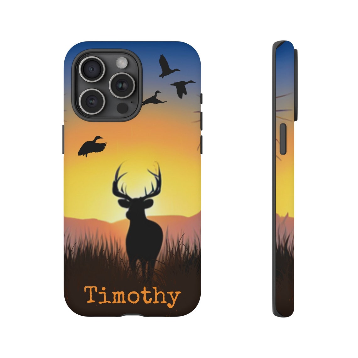 Blisscorners Hunting Personalized Deer Hunting iPhone Tough Case, Android Tough Case, Deer Hunting Gifts Men, Whitetail Buck Phone Case, Gifts For Deer Hunters Full Wrap Phone Case LM1012