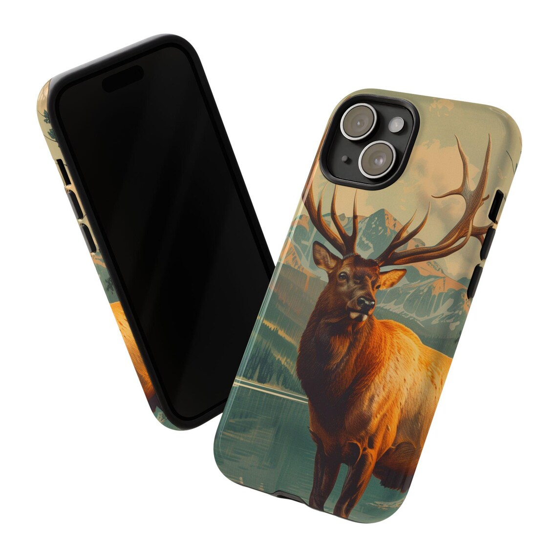 Blisscorners Hunting Elk Wildlife Art Durable Dual-Layer Protection Full Wrap Phone Case LM1012