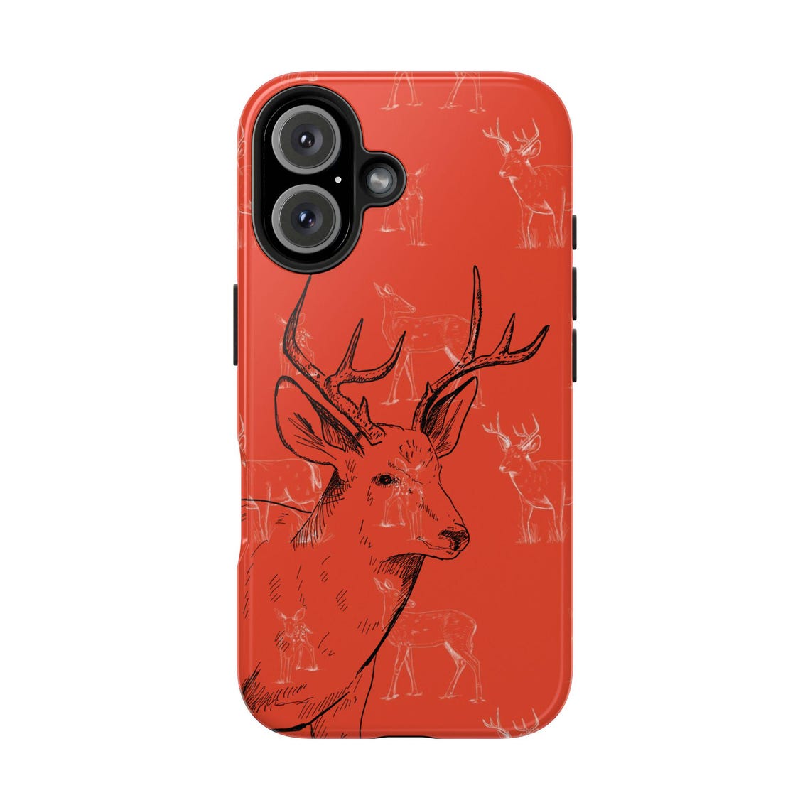 Blisscorners Buck Hunter Phone Case: Orange Whitetail Deer Pattern, Protective Cover Full Wrap Phone Case LM0812