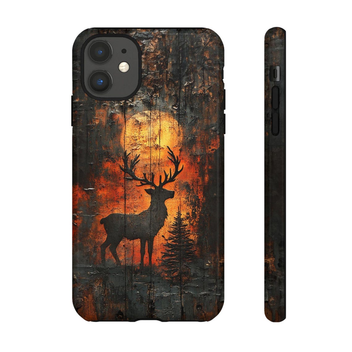 Blisscorners Hunting Rustic Deer Wildlife Wood Burn Full Wrap Phone Case LM1012
