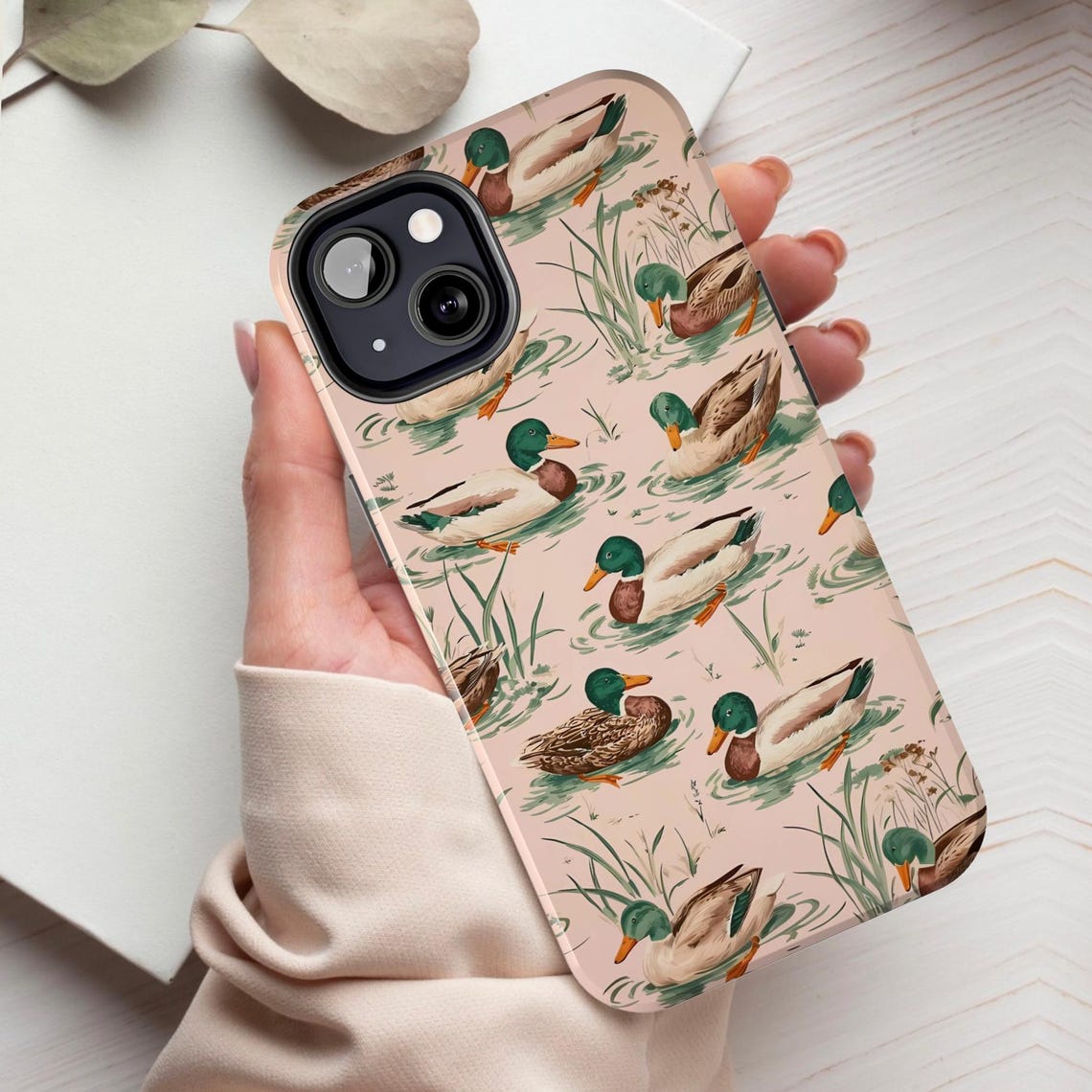 Blisscorners Mallard duck phone case, Animal pond iPhone cover, Hunting nature Samsung galaxy, Dabbling bird, Duckling hunt Google pixel, Lake wildlife Full Wrap Phone Case LM0812