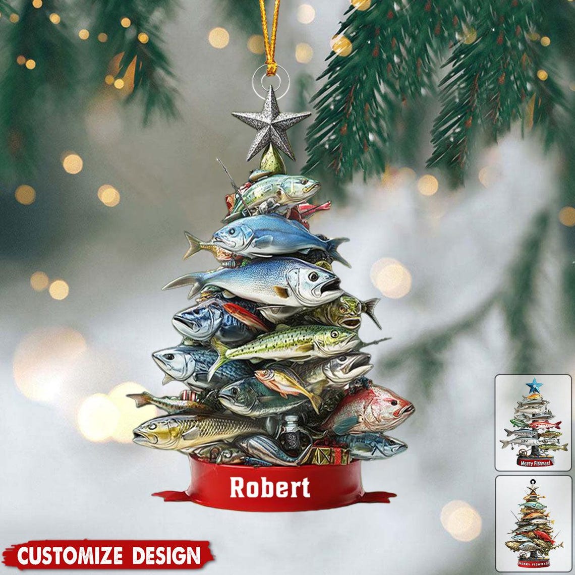 Blisscorners Personalized Fishing Christmas Ornament: Acrylic Keepsake Gift