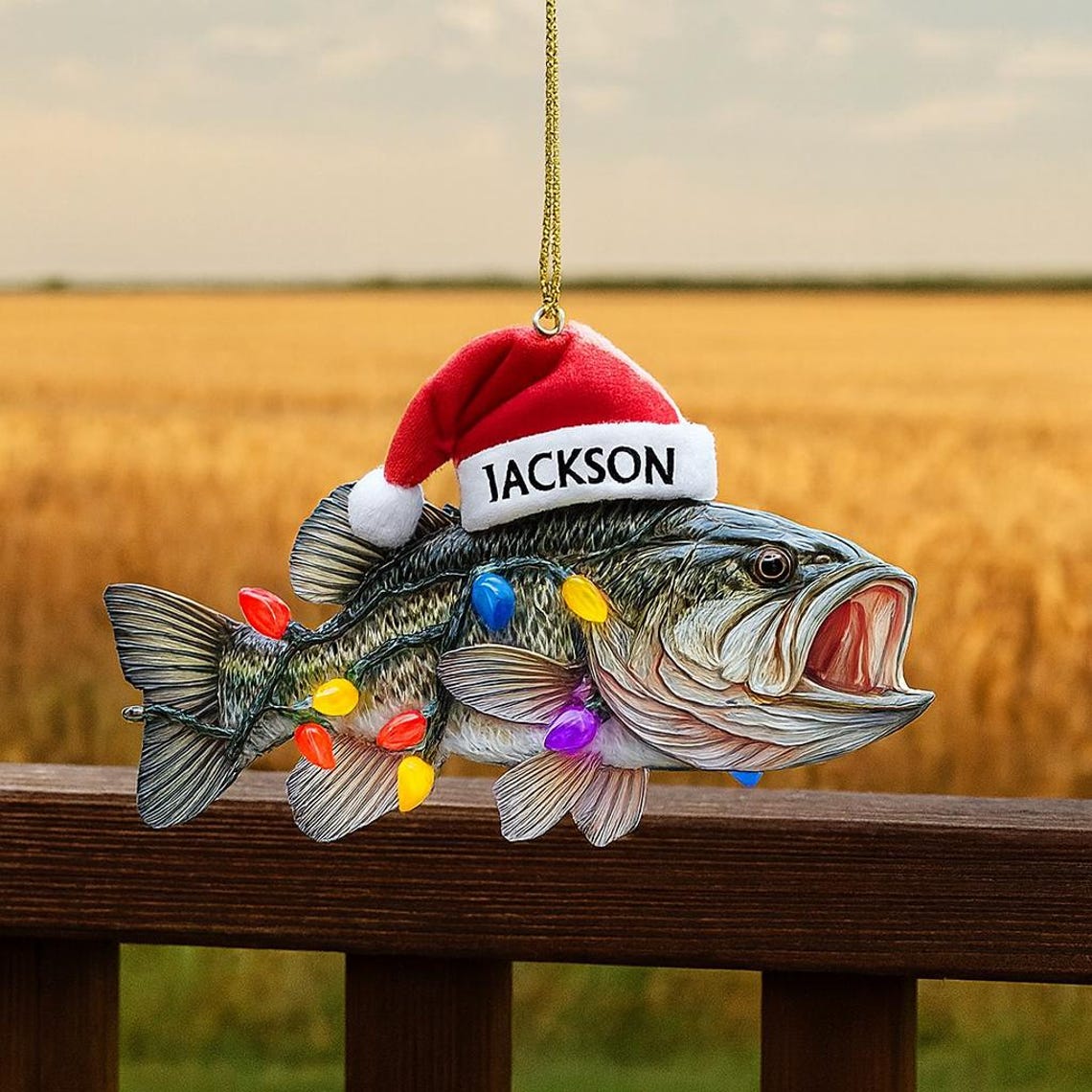Blisscorners Personalized Bass Fish Christmas Ornament, Custom Holiday Tree Decor, Perfect Gift for Fishermen