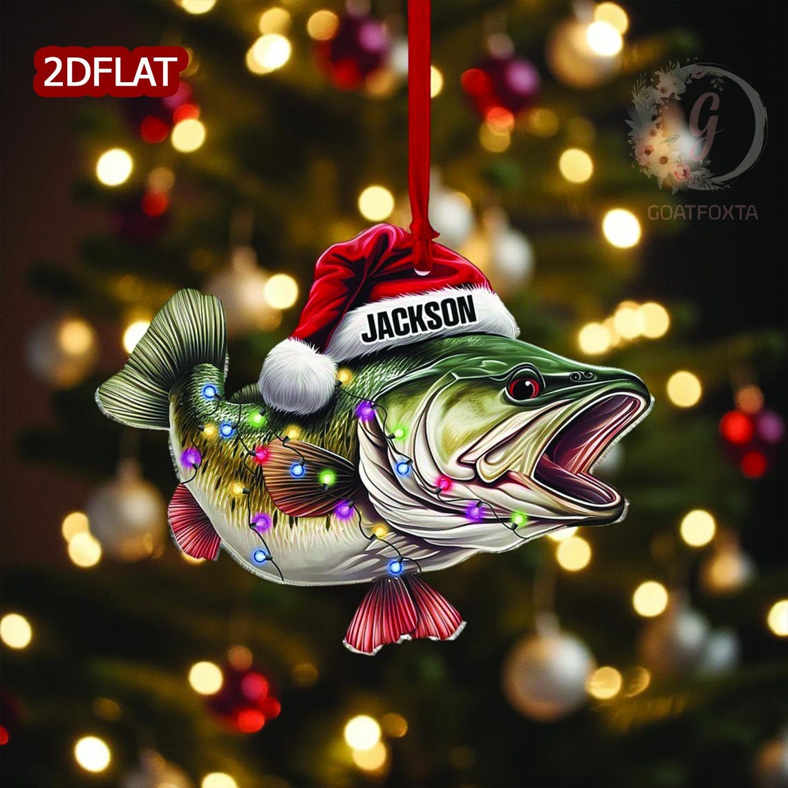 Blisscorners Personalized Fishing 2D Flat Ornament, Fisherman Ornament, Bass Fish Dad Ornament, Gifts for Him, Dad