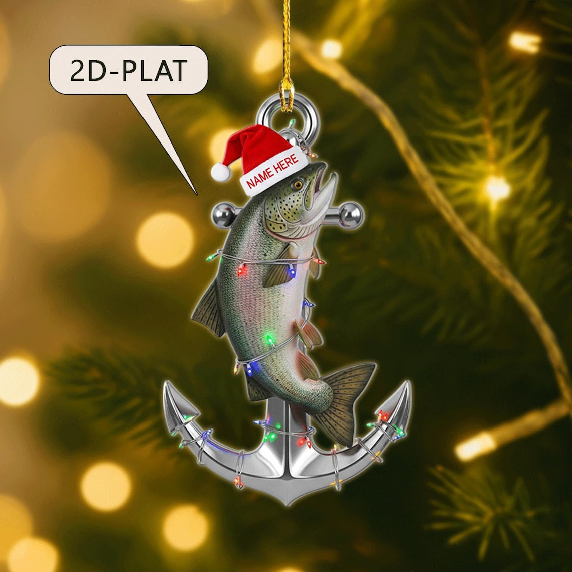 Blisscorners Personalized Salmon Fish Christmas Ornaments, Fishing Christmas Ornament, Xmas Fish Christmas Tree Decorations, Fishing Life Xmas Decor