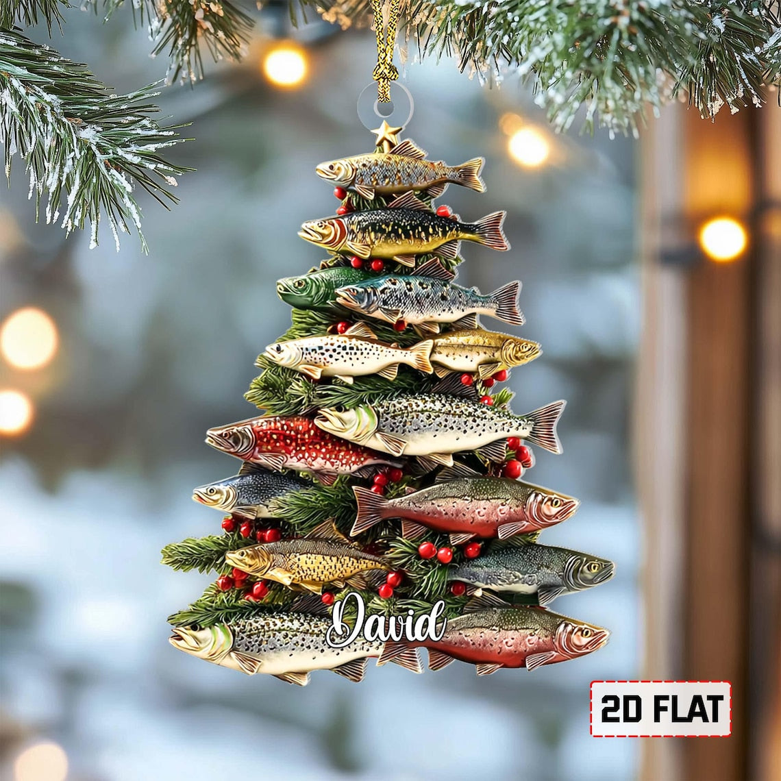 Blisscorners Personalized Merry Fishmas Tree Ornament, Fishing Gift Ornament, Fishing Christmas Ornament, Gift For Fishing Lover, Fishing Life Xmas Decor
