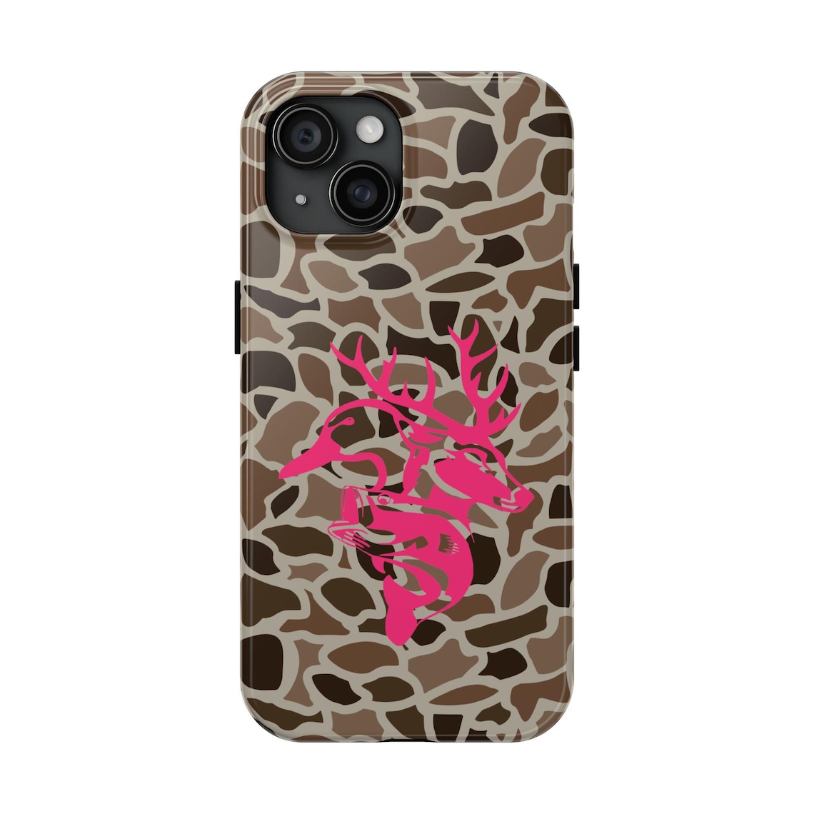 Blisscorners Old School Camo Tough Phone Case, Pink "Deer Duck Fish", Hunting & Fishing Gifts, Accessories Full Wrap Phone Case LM0812