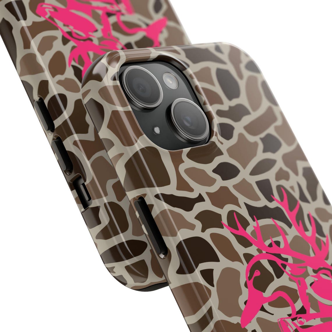 Blisscorners Old School Camo Tough Phone Case, Pink "Deer Duck Fish", Hunting & Fishing Gifts, Accessories Full Wrap Phone Case LM0812