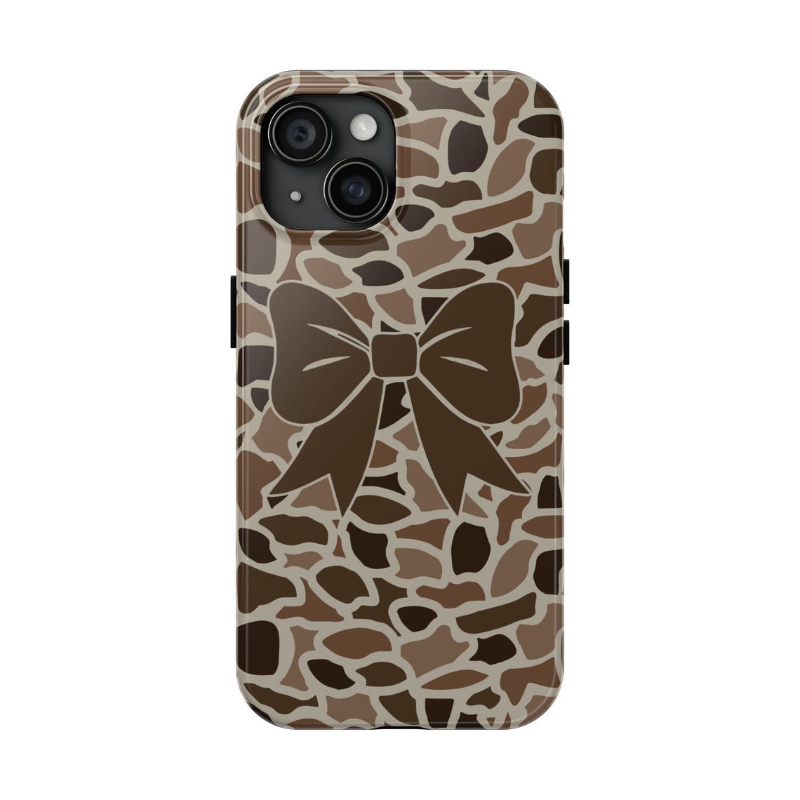 Blisscorners Old School Camo Tough Phone Case with Coquette Bow, Hunting Gifts, Accessories, Impact Resistant Full Wrap Phone Case LM0812