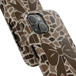 Blisscorners Old School Camo Tough Phone Case with Coquette Bow, Hunting Gifts, Accessories, Impact Resistant Full Wrap Phone Case LM0812