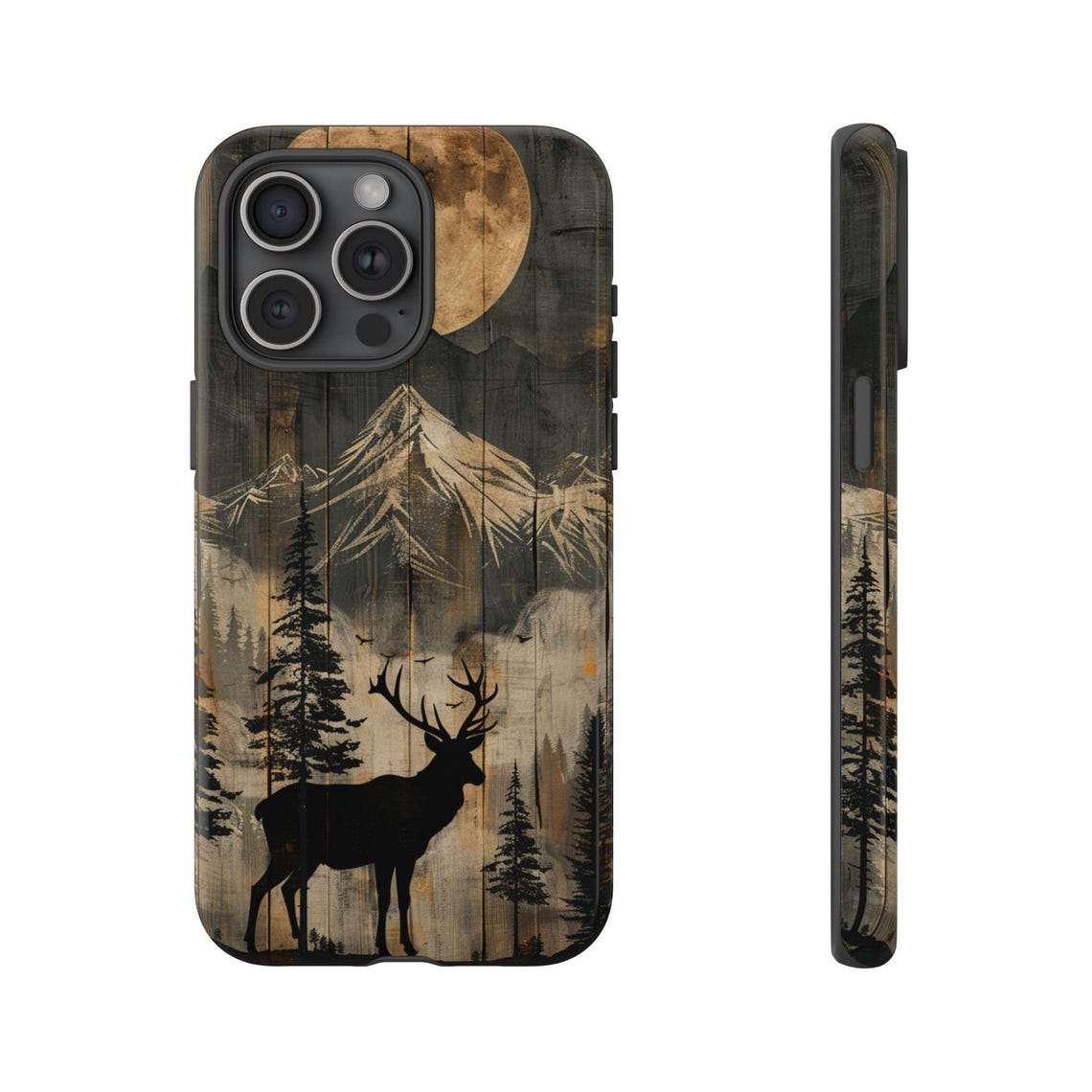 Blisscorners Hunting Deer Stag Buck Wilderness Wood Painting Full Wrap Phone Case LM1012