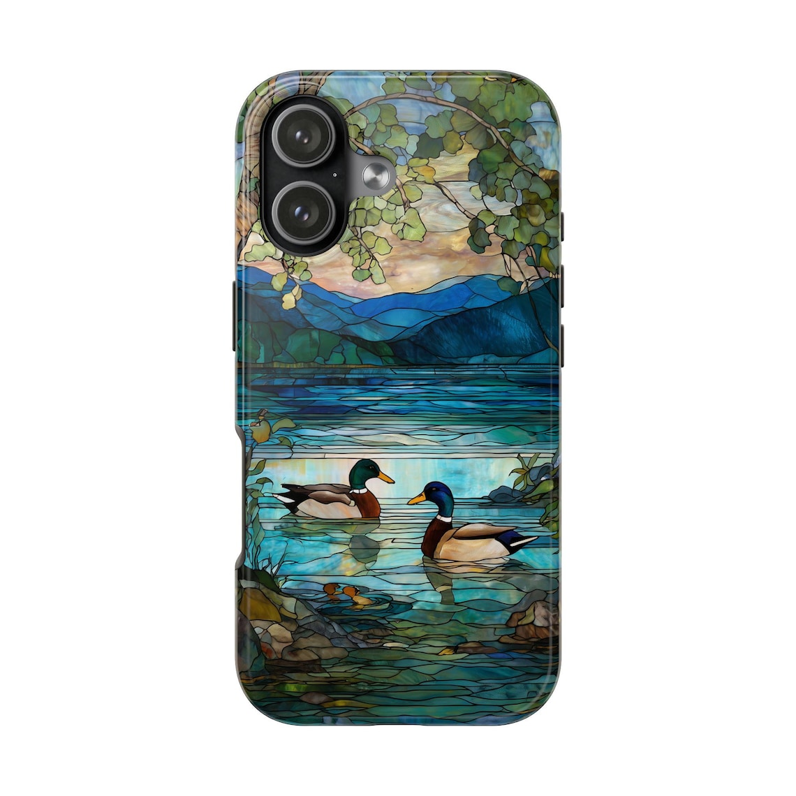 Blisscorners Mallard Duck Stained Glass Phone Case Duck Hunting Hunter Mosaic Iphone 13 14 15 16 17 Pro Max Air Samsung Galaxy Phonecase Full Wrap Phone Case LM0812