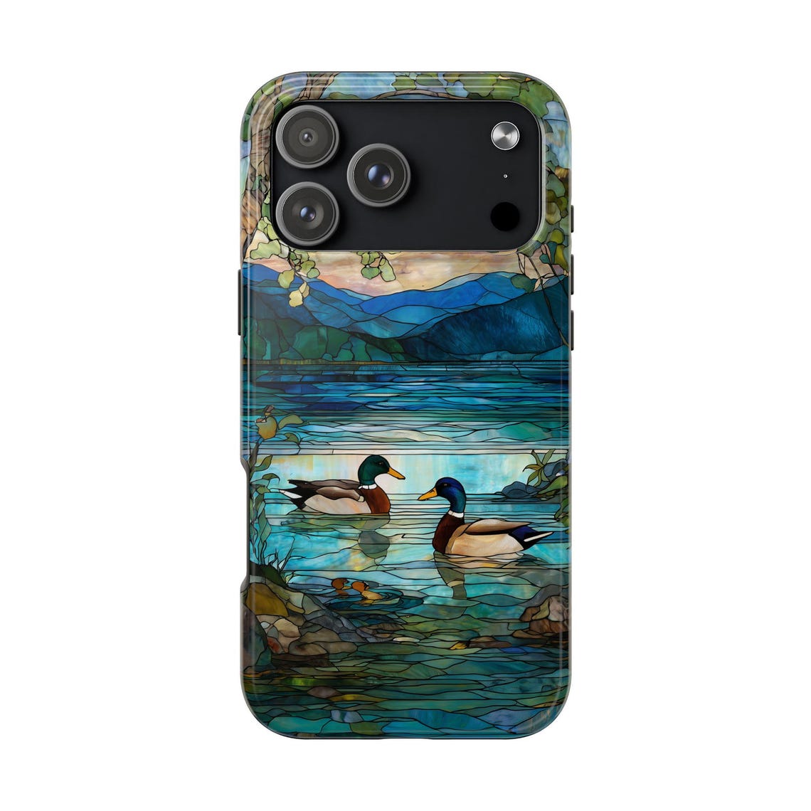 Blisscorners Mallard Duck Stained Glass Phone Case Duck Hunting Hunter Mosaic Iphone 13 14 15 16 17 Pro Max Air Samsung Galaxy Phonecase Full Wrap Phone Case LM0812