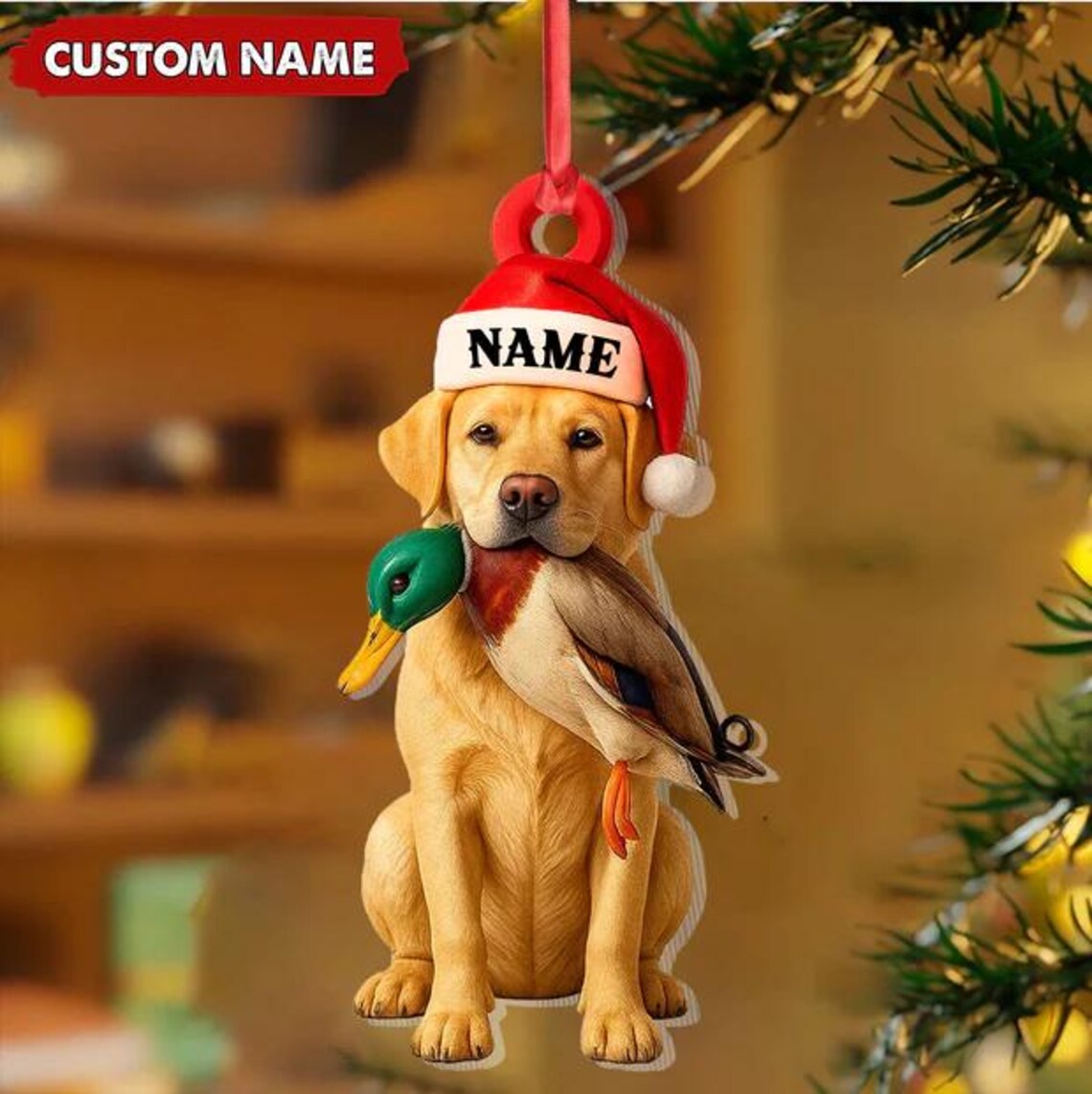 Blisscorners Personalized Labrador Retriever Duck Hunting Ornament, Custom Christmas Gift for Hunters 2D Flat LM2511