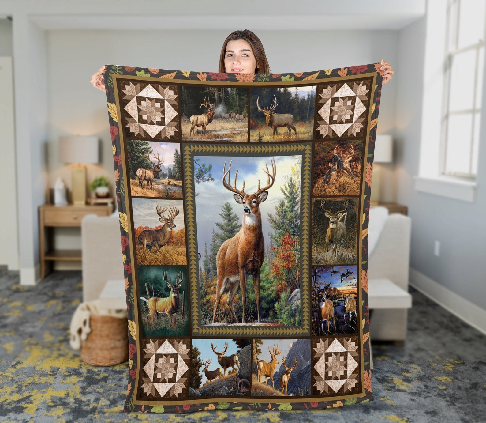 Blisscorners Vintage Deer Hunting Woven Throw Blanket: Wildlife Tapestry
 LM1611