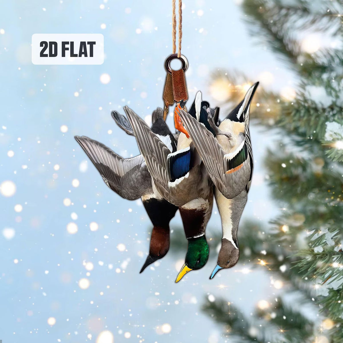 Blisscorners Duck Hunting Flat Ornament, Hunting Rearview Mirror Car Accessories, Hunting Christmas Ornament, Xmas Gift for Dad, Husband, Hunting Lover 2D Flat LM2211