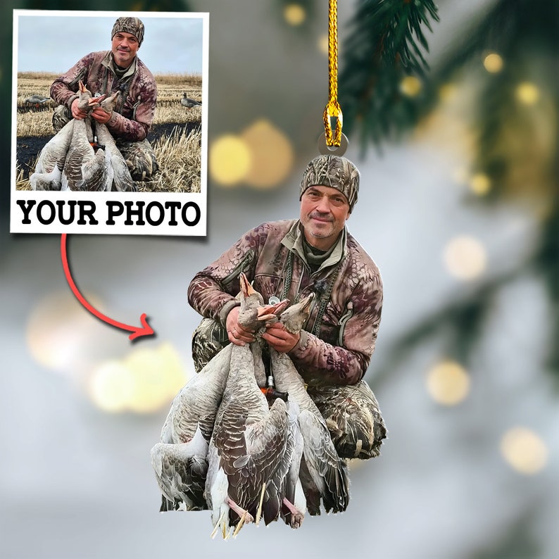 Blisscorners Custom Photo Duck Hunter Ornament Gift for Deer Hunter