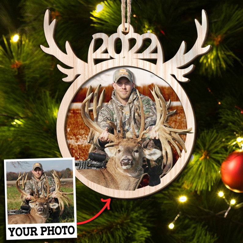 Blisscorners Custom Photo Christmas Hunting Ornament Gift for Deer Hunting Lovers