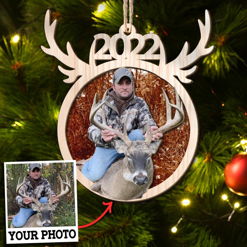 Blisscorners Custom Photo Christmas Hunting Ornament Gift for Deer Hunting Lovers