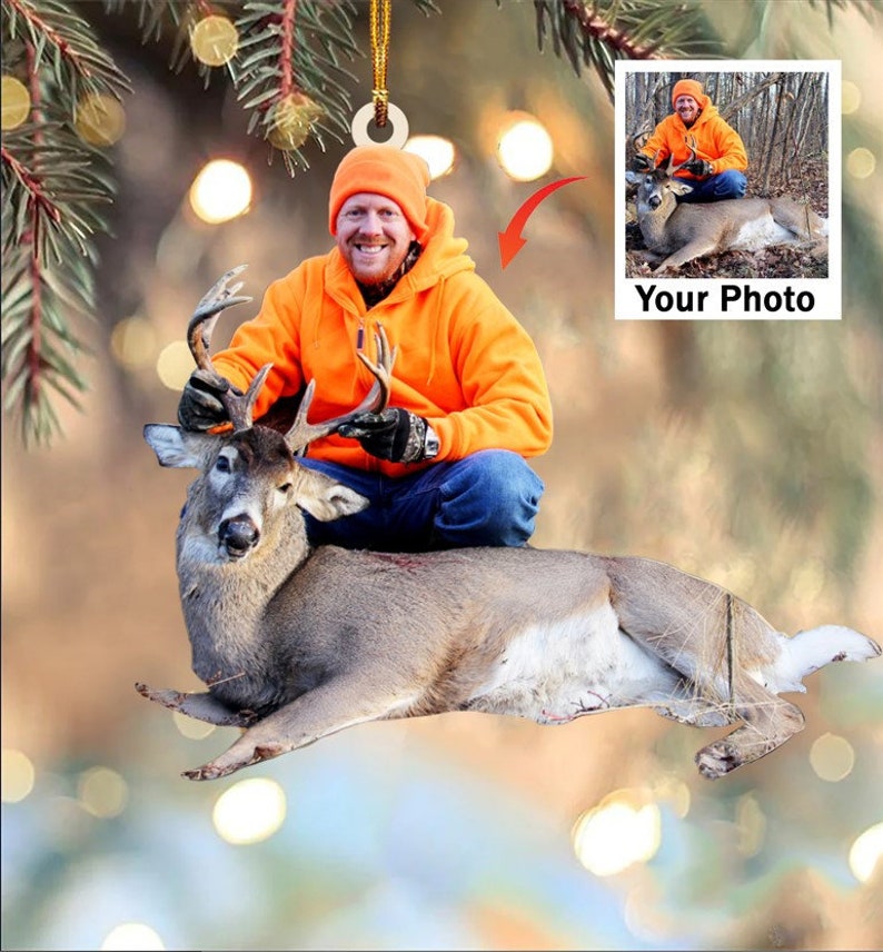 Blisscorners Custom Photo Christmas Hunting Ornament Gift for Deer Hunter
