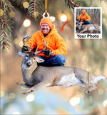 Blisscorners Custom Photo Christmas Hunting Ornament Gift for Deer Hunter