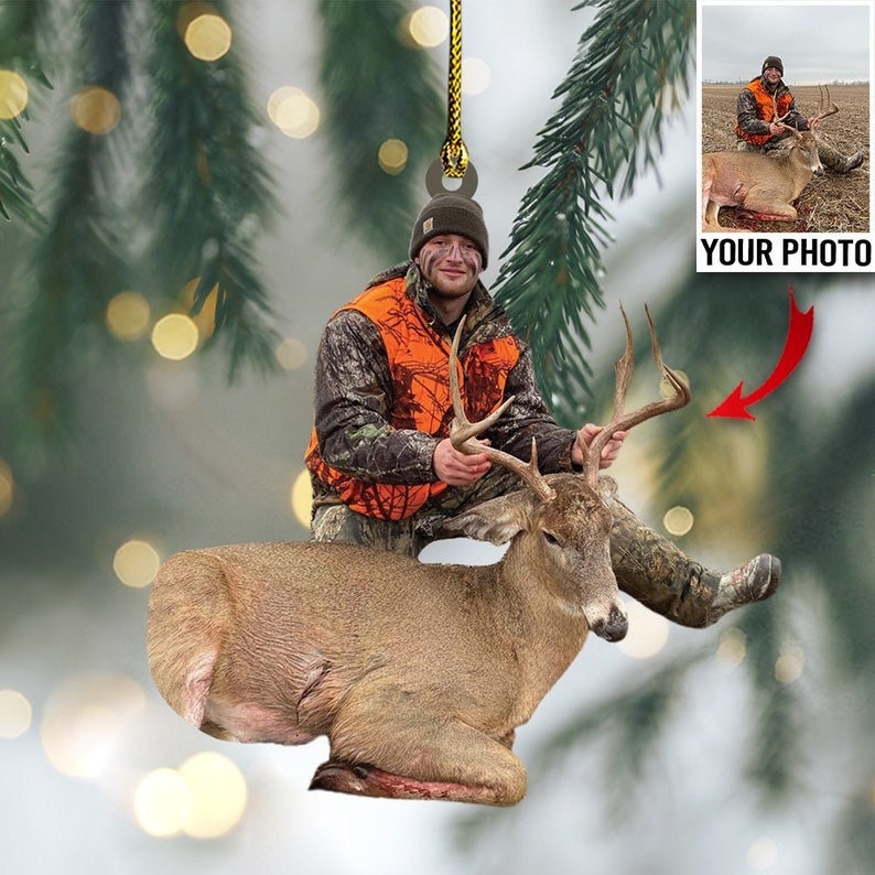 Blisscorners Custom Photo Hunting Ornament Gift for Deer Hunter