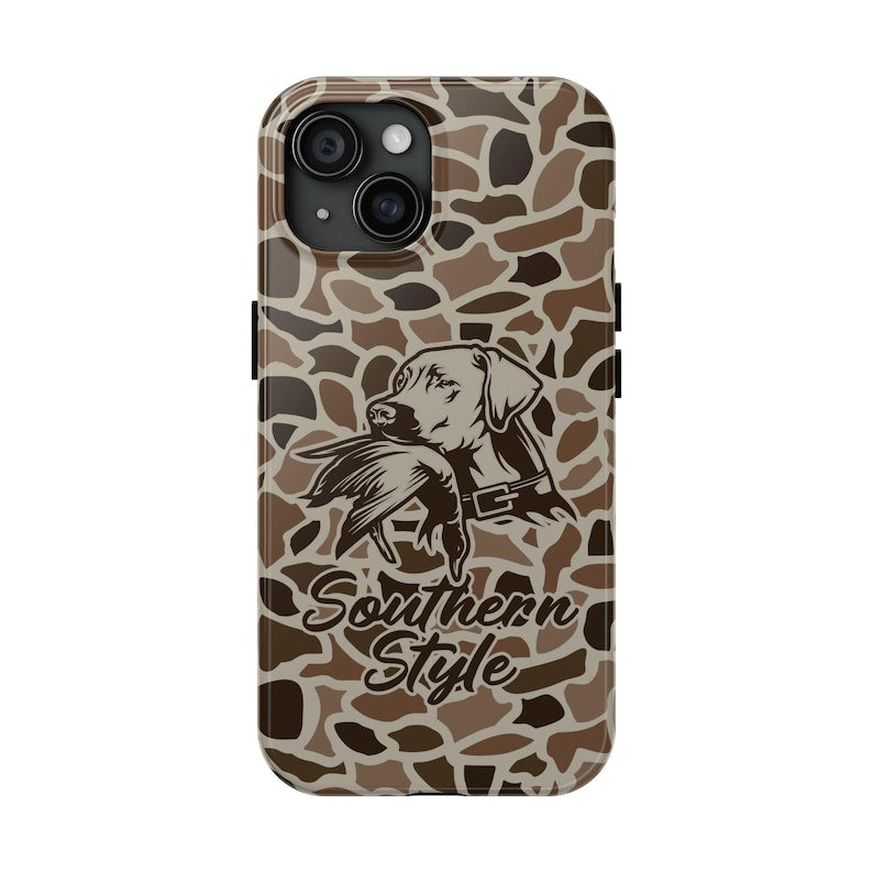 Blisscorners Old School Camo Tough Phone Case, "Southern Style" Duck Dog, Hunting Gifts, Phone Accessories Full Wrap Phone Case LM0812