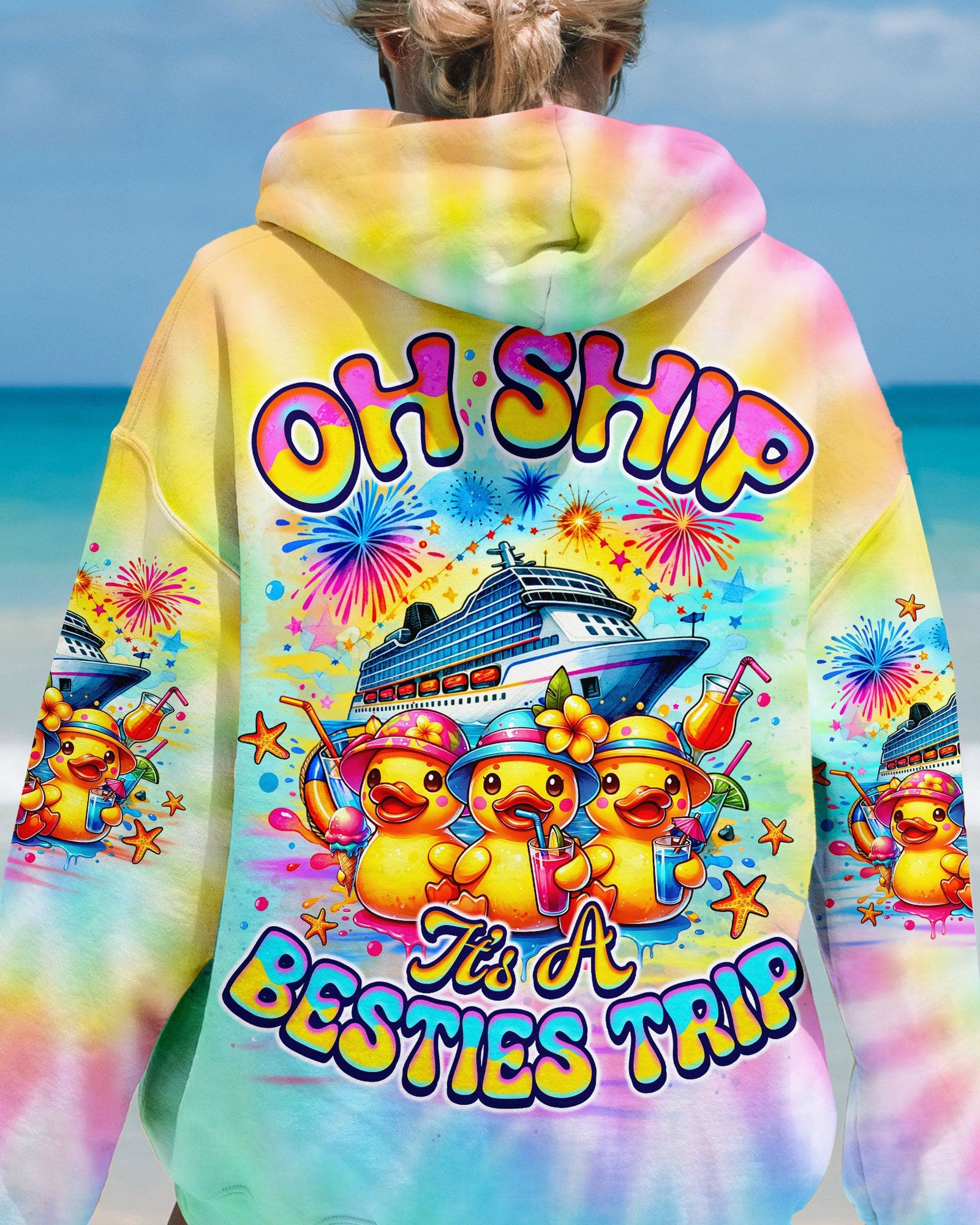 BLISSCORNERS OH SHIP IT'S A BESTIES TRIP CRUISE DUCK ALL OVER PRINT