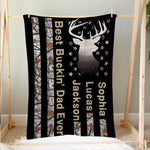 Blisscorners Personalized Hunting Dad Blanket, Best Buckin' Dad Ever Blanket, Custom Soft Sherpa Fleece Throw Blankets, Gift for Dad, Father's Day Gift LM1711