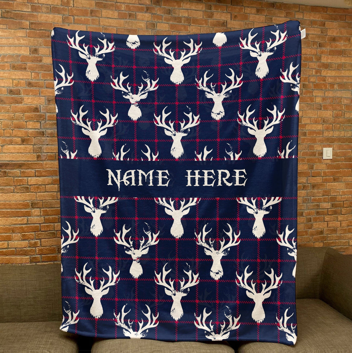 Blisscorners Personalized Deer Blanket, Hunting Blanket, Custom Name Soft Cozy Sherpa Fleece Throw Blankets, Gift for Hunter, Hunting Lover LM1711