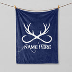 Blisscorners Personalized Deer Hunting Blanket, Fishing Blanket, Custom Name Soft Cozy Sherpa Fleece Throw Blankets, Gift For Grandpa, Dad, Husband, Son | Navy LM1711