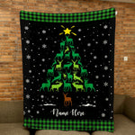 Blisscorners Personalized Christmas Deer Blanket, Hunting Blanket, Custom Name Soft Cozy Sherpa Fleece Throw Blankets, Xmas Gift for Hunter, Deer Lover LM1711